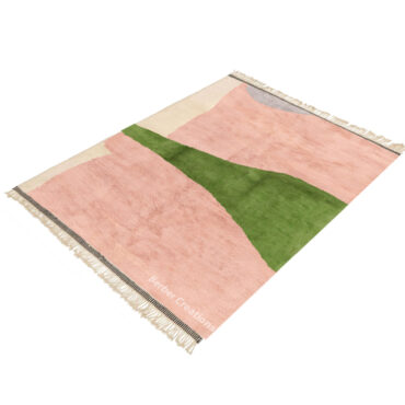 Artistic Moroccan Beni Rug Pink and Green