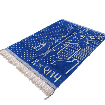 Moroccan Bohemian Rug Blue and White