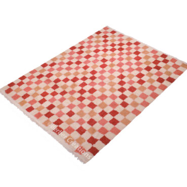 Checkered Moroccan Wool Rug Pink