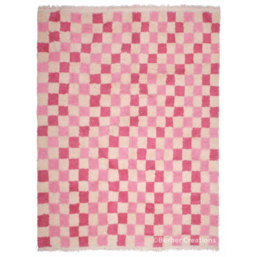 Checkered Pink Moroccan Wool Rug