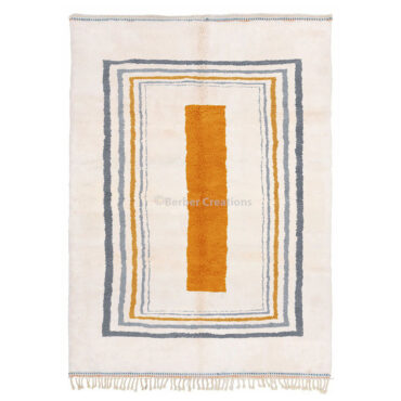 Modern Geometric Moroccan Rug Gray/ Orange Boxes