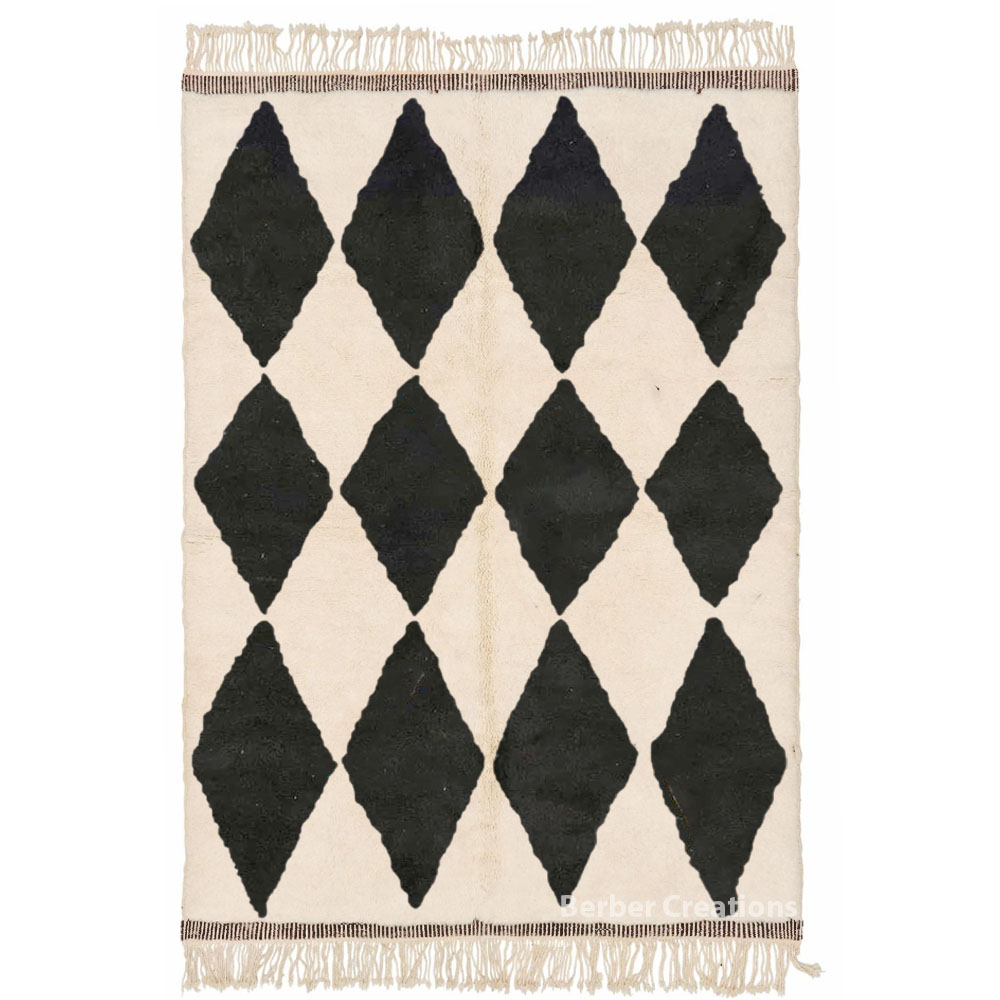 Moroccan Beni Ourain Rug Black Diamonds