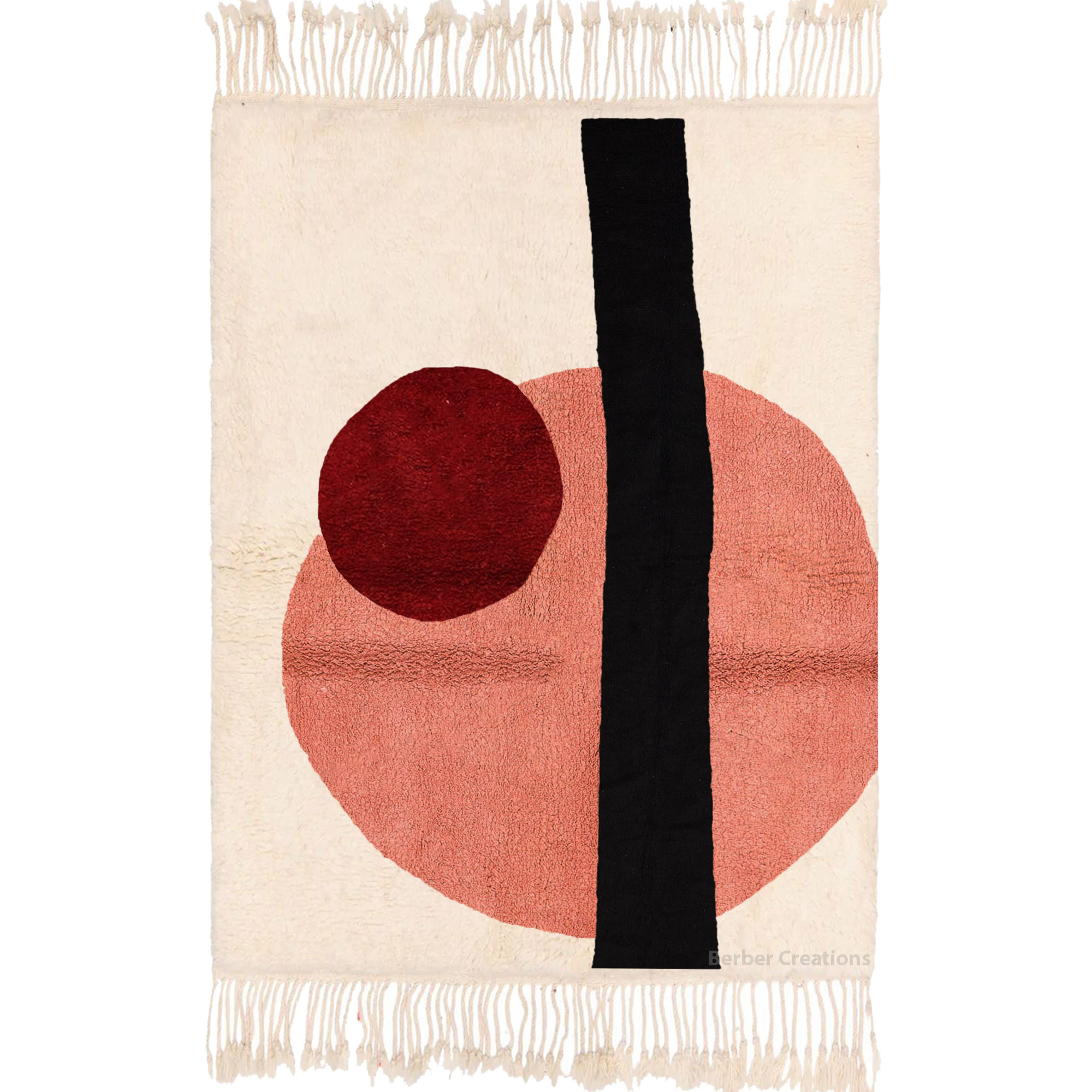 Moroccan Beni ourain rug abstract rug pink red and black