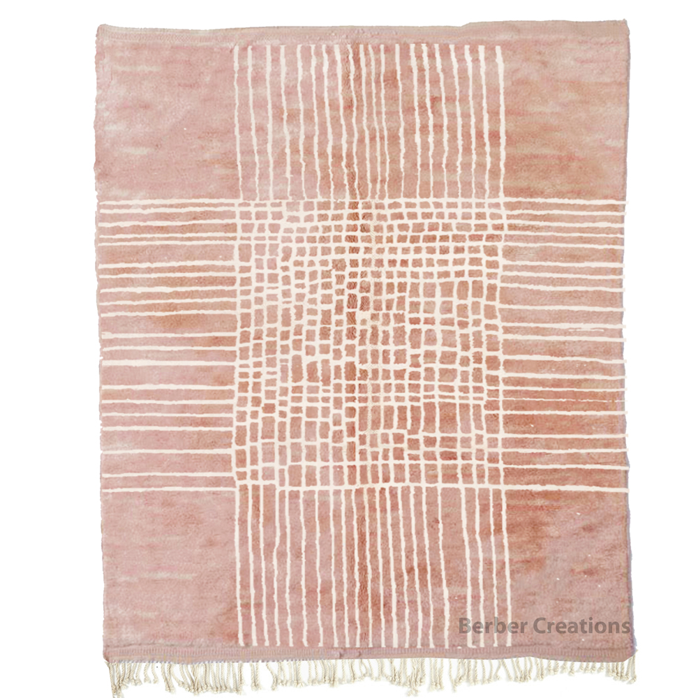 moroccan modern wool rug pink and white beni mrirt style