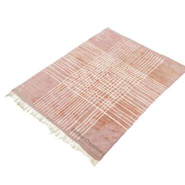 Moroccan Modern Wool Rug Pink and White Beni Mrirt Style