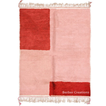 Moroccan Beni Rug Goemetric Patten Pink & Dark Red -SAFIYYA