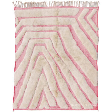 Moroccan Beni Rug White and Pink