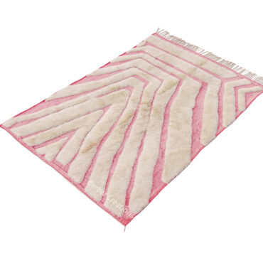 Moroccan Beni Rug White and Pink