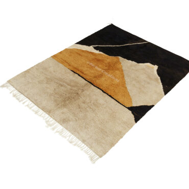 Moroccan Soft Beni Rug Black Burnt orange and Taupe