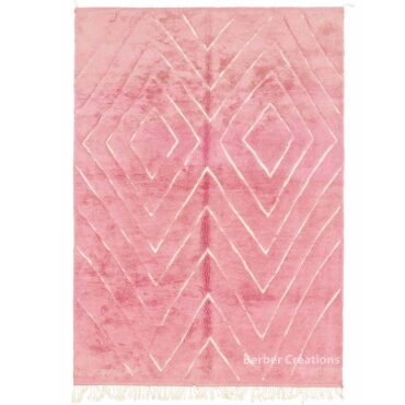 Pink Moroccan Beni Ourain Rug Diamond Pattern
