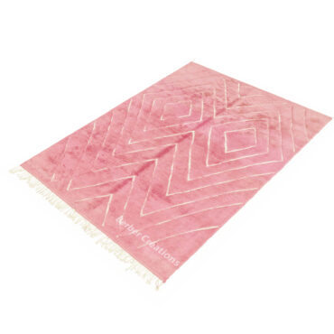 Pink Moroccan Beni Ourain Rug Diamond Pattern