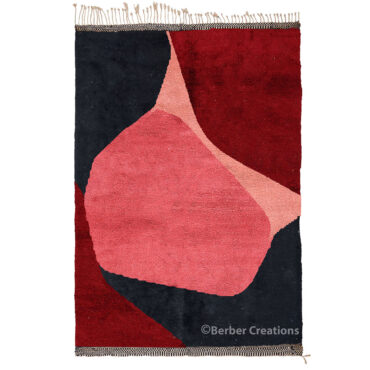 Soft Moroccan Wool Rug Pink Black and Dark red