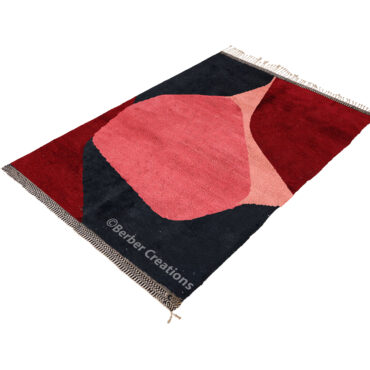 Soft Moroccan Wool Rug Pink Black and Dark red
