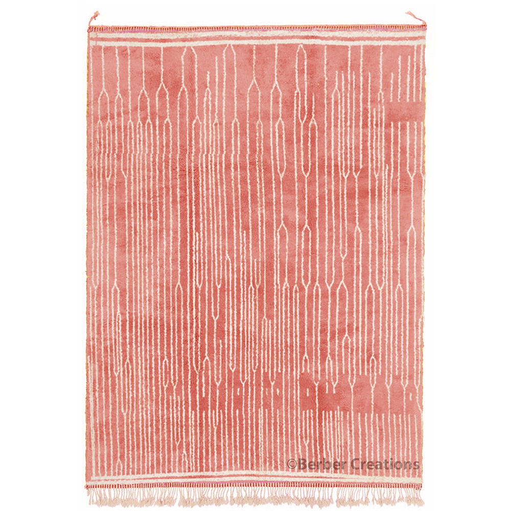 Striped pink moroccan beni rug