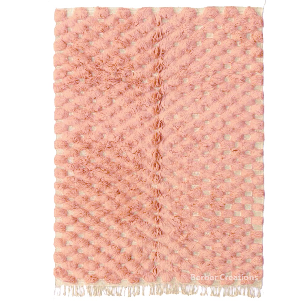 Super shag moroccan wool rug pink