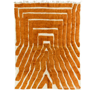 Textured Moroccan Wool Rug Rust Orange