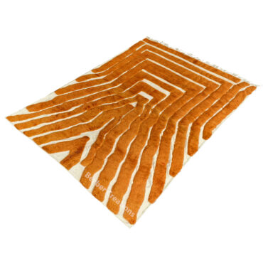 Textured Moroccan Wool Rug Rust Orange