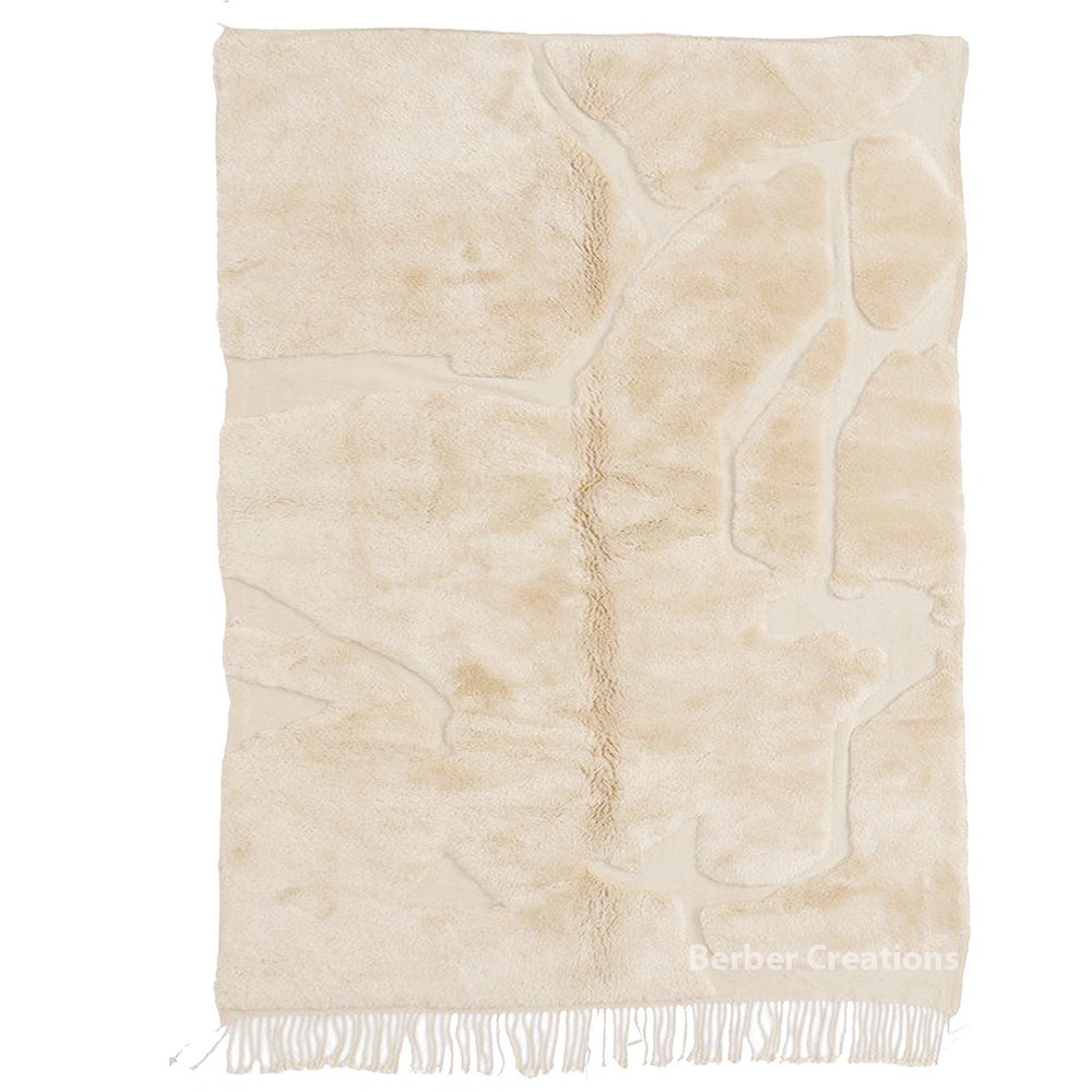 White Moroccan Wool Area Rug Shag