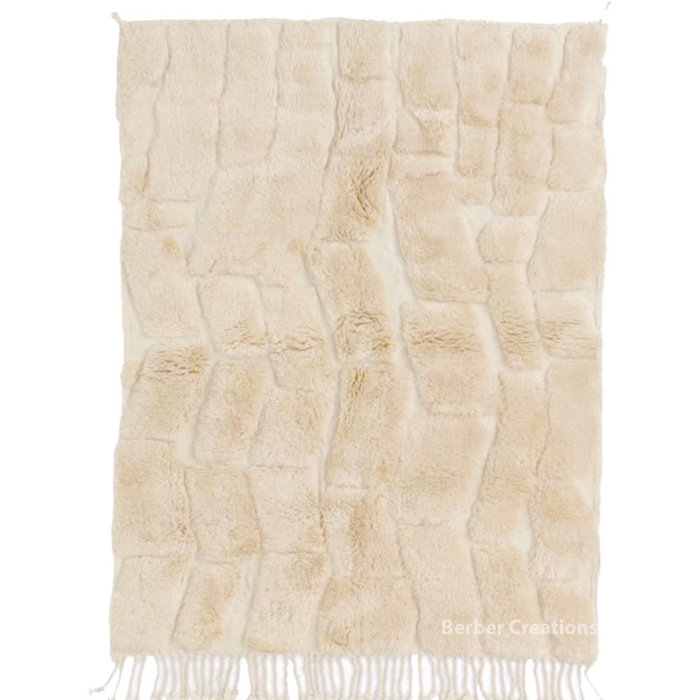 White moroccan wool area rug beni mrirt style