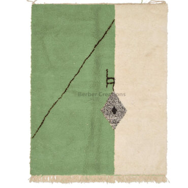 Moroccan Beni Ourain Rug Sage Green and White