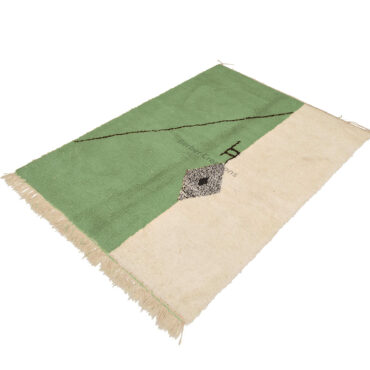 Moroccan Beni Ourain Rug Sage Green and White