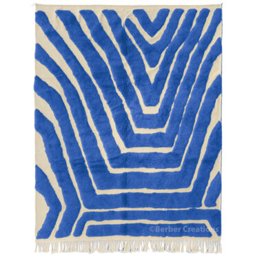 Moroccan Blue Beni Rug High Low Texture