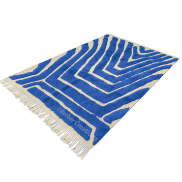 Moroccan Blue Beni Rug High Low Texture