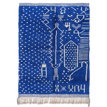 Moroccan Bohemian Rug Blue and White