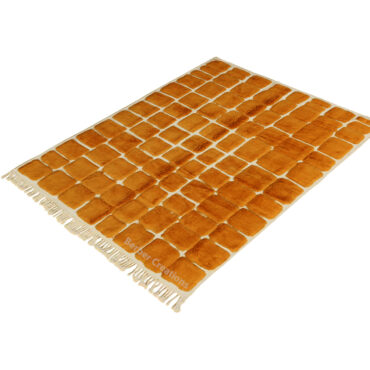 Textured Moroccan Wool Rug Rust Orange