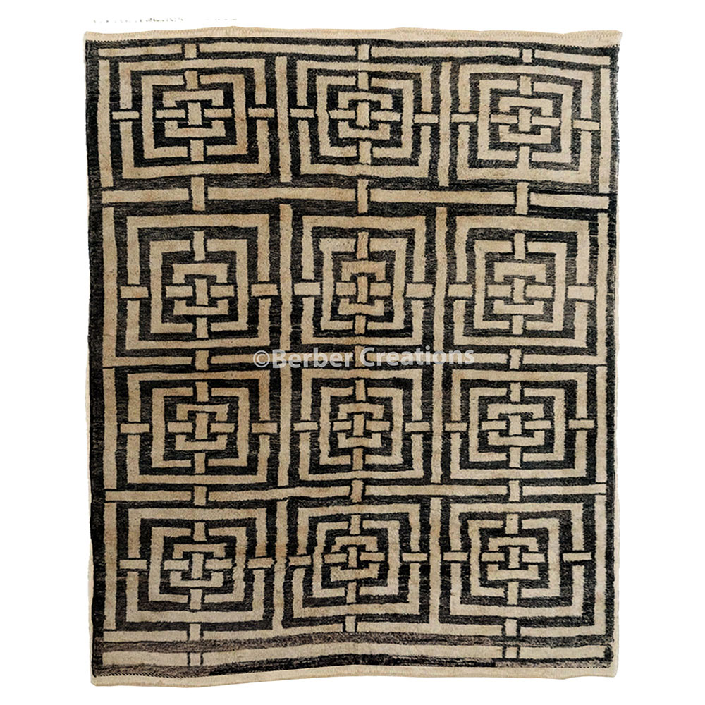 luxury moroccan wool rug black and beige