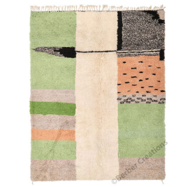 Shag Moroccan Beni Ourain Rug Sage Green