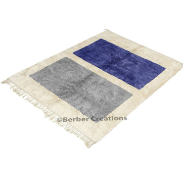 Modern Moroccan Wool Rug Blue and White