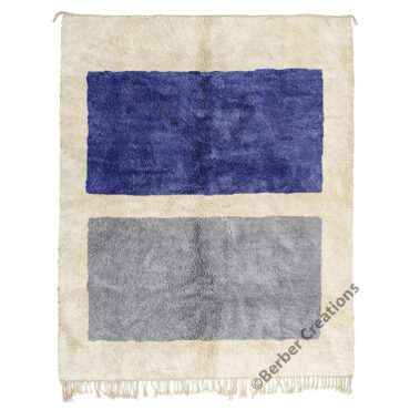 Modern Moroccan Wool Rug Blue and White
