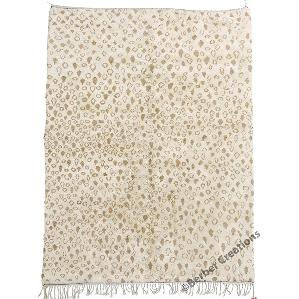 moroccan beni wool rug white and brown leopard pattern