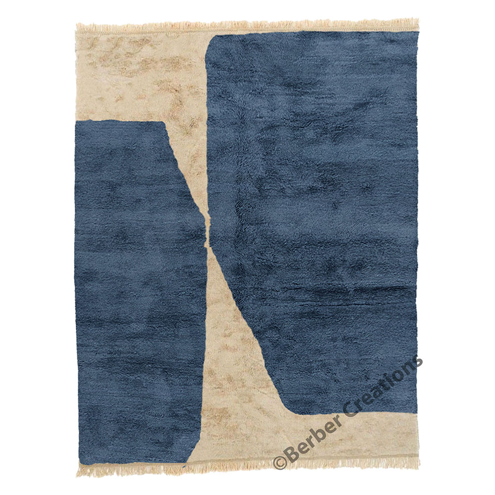 Moroccan contemporary beni rug blue and taupe