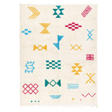 Moroccan Azilal Rug Tribal Style  Berber Colorful Symbols