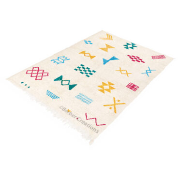 Moroccan Azilal Rug Tribal Style  Berber Colorful Symbols