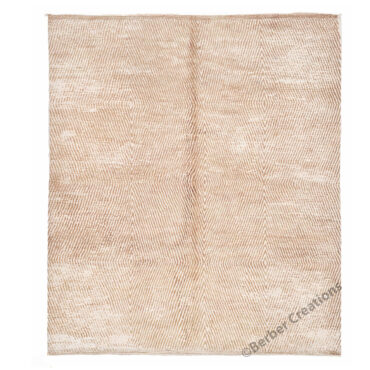 Moroccan Beni Wool Rug Striped Diamond Beige and White