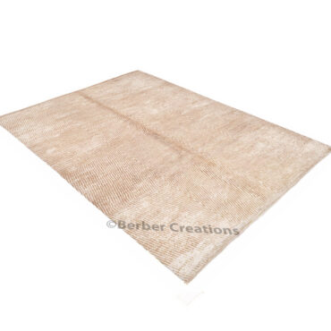 Moroccan Beni Wool Rug Striped Diamond Beige and White