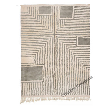 Moroccan Beni Wool Rug Gray Stripes
