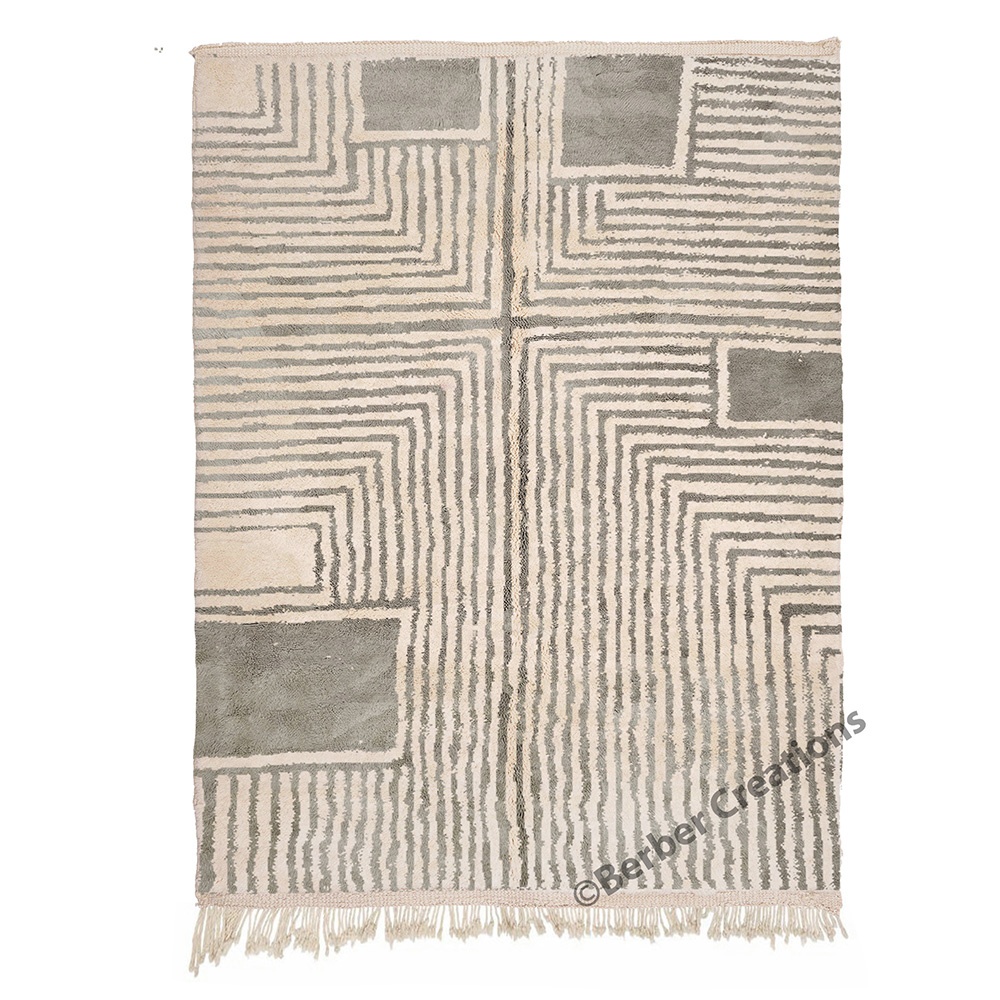 moroccan beni wool rug gray stripes