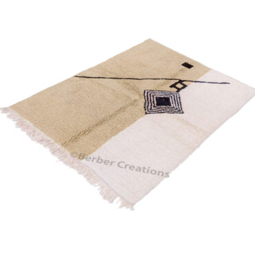 Shag Moroccan Beni Ourain Rug Beige and White