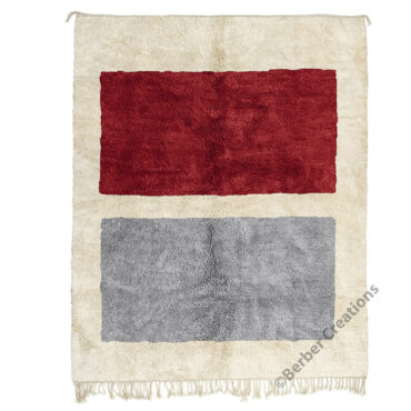 Soft Moroccan Beni Rug Dark Red and Gray