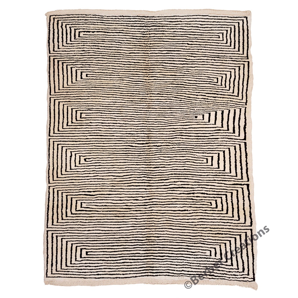 black and white striped moroccan rug