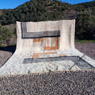 Large Modern Handwoven Beni Mrirt Wool Rug 11.4’x15′