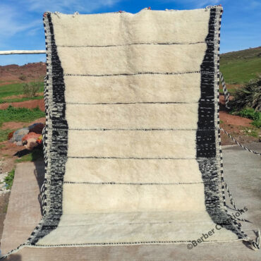 Soft Moroccan Beni Mrirt Rug Black and White