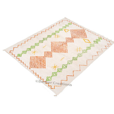 Moroccan  Azilal Berber Wool Rug Orange and Green