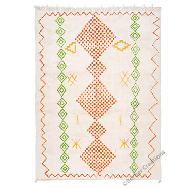 Moroccan  Azilal Berber Wool Rug Orange and Green