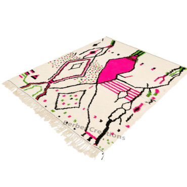 Moroccan Azilal Wool Rug Hot Pink Boho style