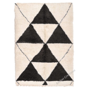 Shag Moroccan Wool Rug White and Black
